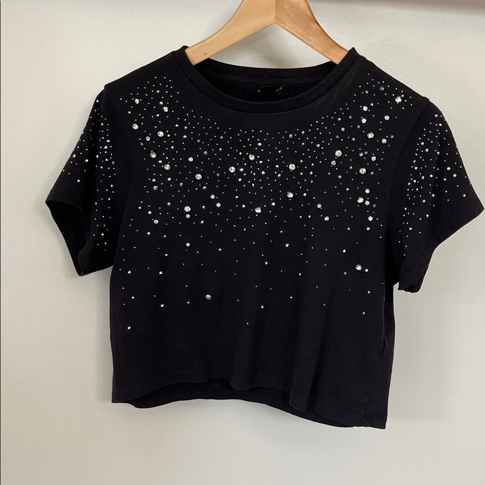All Saints Black Embellished Women's Top Sz 6